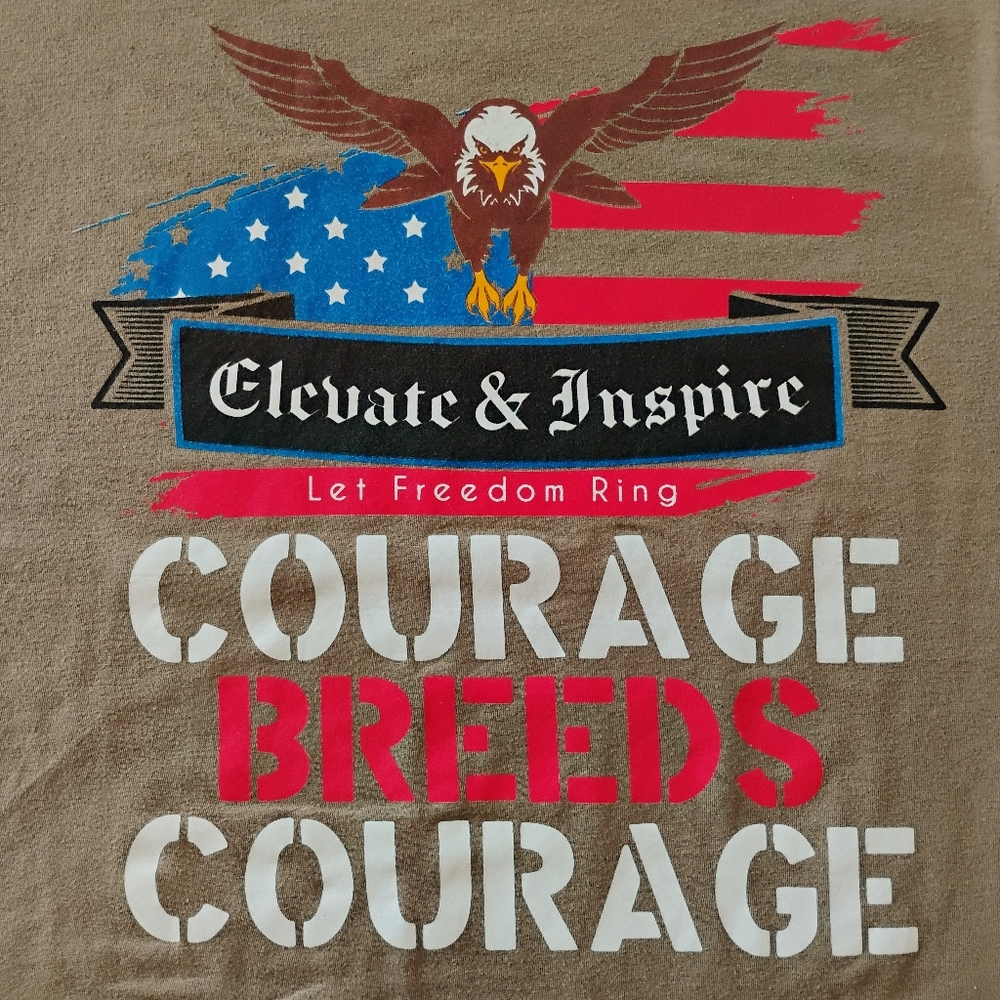 Unisex T-shirt Oscar Mike Apparel American Flag & Bald Eagle Olive Green Freedom